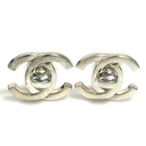 Chanel CHANEL Earrings Turnlock Metal Silver Women's 56705g